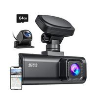 REDTIGER F7N Wi-Fi 4K + 1080p vaizdo registratorius su 64GB kortele