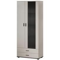 Cama Meble vitrinos spinta S6 SOHO 201069, 800mm, 410mm, 1920mm, 2 durys, 2 stalčiai, 6 lentynos, kašmyro spalva, juoda rankena