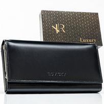 Natūralios odos piniginė moterims Rovicky su RFID apsauga ir 14 kortelių vietų, juoda