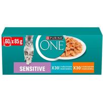 Purina Nestle PURINA One Sensitive kačių maistas DLKPUIKAM0066, 60x85g, šlapias maistas, suaugusioms katėms