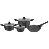 Klausberg Puodų ir keptuvių rinkinys KB-7962, 7 vnt, 2.4-7.1 l, 200-280 mm, aliuminis, granito danga, juoda, indukcinis dugnas