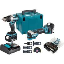 Makita Akumuliatorinių įrankių rinkinys DLX2592JX1, 18V, 5Ah, 2 akumuliatoriai, gręžtuvas-suktuvas, daugiafunkcis įrankis