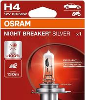 OSRAM NIGHT BREAKER SILVER H4 — halogeninė priekinio žibinto lemputė, 1 vnt.