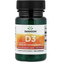 Swanson Vitamins, Vitaminas D3, didelio stiprumo, 25 mcg (1 000 TV), 60 kapsulių