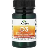 Swanson Vitamins, Vitaminas D3, 25 mcg (1000 TV), 30 kapsulių