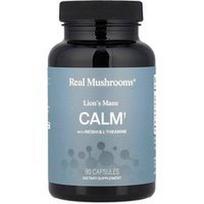 Real Mushrooms, „Calm“, „Liūto karčiai“ su reiši ankštimis ir L-teaninu, 90 kapsulių