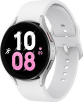 Išmanusis laikrodis Samsung Galaxy Watch 5 BT (44 mm), Sidabrinės spalvos korpusas su baltos spalvos silikoniniu dirželiu