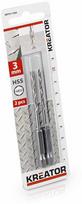 Grąžtas Kreator KRT011304 - 2 vnt. HSS HEX 3.0 x 82 mm metalo grąžtai