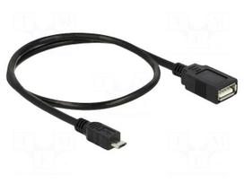 Cable | OTG,USB 2.0 | USB A socket,USB B micro plug | 0.5m | black