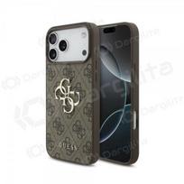 Apple iPhone 18 Pro dėklas "Guess PU 4G Metal Logo" (rudas)