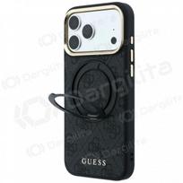 Apple iPhone 18 Pro dėklas "Guess PU 4G Ring Stand MagSafe" (juodas)