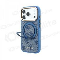 Apple iPhone 18 Pro dėklas "Guess PU 4G Ring Stand MagSafe" (mėlynas)