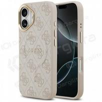 Apple iPhone 17 dėklas "Guess PU Leather 4G Gold Frame MagSafe" (rožinis)