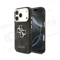 Apple iPhone 18 Pro dėklas "Guess PU Leather 4G Metal Logo Gold Frame" (juodas)