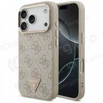 Apple iPhone 17 Pro Max dėklas "Guess PU Leather 4G Strass Triangle Logo Gold Frame MagSafe" (rožinis)