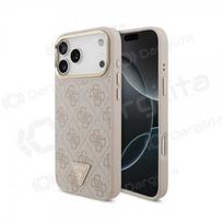 Apple iPhone 18 Pro Max dėklas "Guess PU Leather 4G Strass Triangle Logo Gold Frame MagSafe" (rožinis)