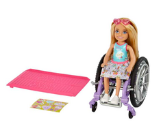 Lėlė su neįgaliojo vežimėliu Mattel Barbie Club Chelsea
