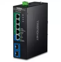 Šakotuvas TRENDnet 7 prievadų pramoninis Gigabit L2 komutatorius su PoE+ palaikymu, montuojamas ant DIN bėgio, 2457 V TI-PG743Bi