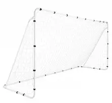 Futbolo vartai su metaliniu rėmu ir PE tinklu, balti, 367 × 124 × 181 cm