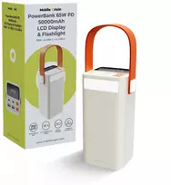 Mobile Origin PowerBank 65W PD 50000mAh su LCD ekranu ir žibintuvėliu PB18 – 2x USB-C + 2x USB-A