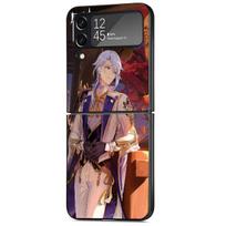Dėklas, skirtas Samsung Galaxy Zflip3 Z Flip 3 5g Zflip Z Flip 4 Flip3 Flip4 Genshin Impact Anime mielas dangtelis juodų dėklų buferis Samsung Z Flip 5G