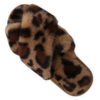 Pliušinės šlepetės, Kryžminio pjūvio pliušinės šlepetės, Laisvalaikio šiltos šiltos šlepetės 38-39 leopardo rašto spalva
