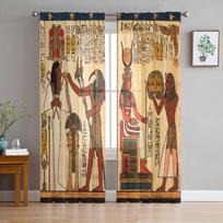 Egipto meno raštas Permatomos užuolaidos gyvenamojo kambario dekoravimui Langų užuolaidos virtuvei Tiulis Voile Organza užuolaidos W135 x H137cm x2