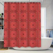 Rustic Red Bandana: Classic Western Pattern Shower Curtain For A Vintage And Bold Bathroom Dcor W110H175(CM)-1 Pcs