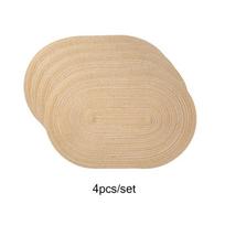 Placemats Set of 4 Heat Resistant Pad Place Mat Washable Table Mats for Kitchen Dining Table Mixed Color Non-Slip Place Mats (light tan,45x30cm&Oval) šviesiai rudos spalvos