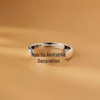 Namo Amitabha Buddha Ring: Luxe Retro Chinese Style Index Ring for Men & Women beige