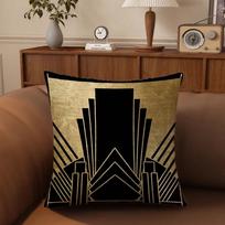 Namų dekoras Art Deco stiliaus Auksinio rašto pagalvėlių užvalkalai Raštuotas pagalvėlės užvalkalas Tinka sofai, miegamajam, automobiliui Pagalvės užvalkalas Peach skin 18*18(CM)-1Pcs black