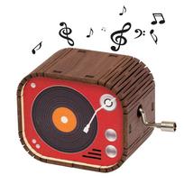 Wooden Music Box Hand Crank Cute Musical Boxes 4 Theme Songs for Elise Happy Birthday Gifts for Birthday Christmas Festival black