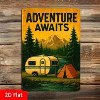 Vintage Camper Tent Forest Tin Sign 8x12in Nostalgic Wall Decor Trailer Outdoor Adventure Gift (Multicolor,TYA-1057621-20x30) įvairiaspalvis