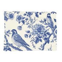 Blue Willow China Blue Delft Chinoiserie Blankets Soft Warm Flannel Throw Blanket Bedspread for Bed Living room Picnic Home Sofa Size: 130*170cm, Weight: 230 GSM