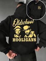 90s American Vintage Two Gentlemen Silhouette Back Pattern Men Hip Hop Sports Hoodie, Hip Hop Loose Oversized Pullover S tamsiai mėlyna spalva