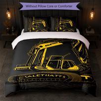 JCB Print 3Pcs Duvet Cover Set 1 Duvet Cover and 2 Pillowcases Soft Bed Linen For Household Bedroom 135cm*200cm