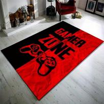 GAMER ZONE  Print Area Rug, Red & Black Gaming Controller Non Slip Floor Mat for Game Room Bedroom,Cool Gamer Home Decor Carpet 60cm by 90cm red