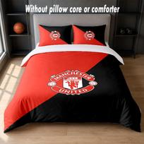 Manchester United FC Design Bed Bedding Set 1 Duvet Cover + 2 Pillowcases Soft Breathable Household Bed Linens 140cm*210cm