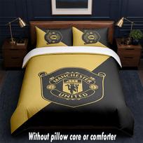 Manchester United FC Design Bed Bedding Set 1 Duvet Cover + 2 Pillowcases Soft Breathable Household Bed Linens 200cm*200cm