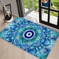 Boho Hamsa Evil Eye Inspirational Quote Area Rug Carpet, Non Slip Floor Mat Washable Welcome Doormat for Front Door Entryway 30x50cm