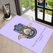 Boho Hamsa Evil Eye Inspirational Quote Area Rug Carpet, Non Slip Floor Mat Washable Welcome Doormat for Front Door Entryway 40x60cm