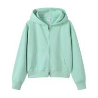 Womens Heavyweight Cotton-Feel Zip-Up Hoodie Short Cropped Sweatshirt Fall Casual Oversized Fit Small