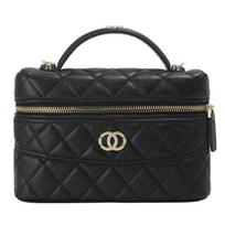 Lunch box bag women's first layer cowhide leather small bag diamond chain single shoulder crossbody square bag commute black