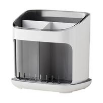 Flatware Drying Rack Plastic 3 Section Cutlery Holder with Raised Drain Base for Counter Storage by the Sink Side žalia