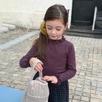 Sweet Korean Style Lace Trim Long Sleeve Base Top For Little Girls 150cm violetinė