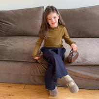 Sweet Korean Style Lace Trim Long Sleeve Base Top For Little Girls 170cm žalia