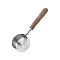 Nerūdijančio plieno matavimo puodeliai su medine rankena, matuoklis kavos pupelėms 80ML brown