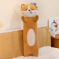 New Hat Shiba Inu Padded Dog Plush Toy Pudding Pastoral Dog Doll Long Strip Doll Corgi Living Room Pillow 50 cm (0.25kg) beige