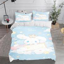 Cinnamoroll MINISO Sanrio Miegamojo Vaikų Patalynės Komplektas Antklodės Užvalkalas Comforte Karalienė Su Pagalvės Užvalkalu Kalėdinės Dovanos Namams EU Single(135*200cm)3pcs white