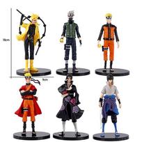 6pcs Naruto Anime Figure Shippuden Uchiha Sasuke Hatake Kakashi Namikaze Minato 18cm Action Figure Collection Model Toys Presents black